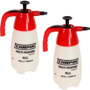 Chapin 10022 Handheld Pump Sprayer, 48oz, MultiPurpose, Translucent Poly Tank, WideMouth Opening, Adjustable Cone Nozzle & AntiClog Filter for Weed, Fertilizer & Pest Applications, 2 Pack