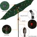 Blissun 9 ft Solar Umbrella, 32 LED Lighted Patio Umbrella, Table Market Umbrella, Outdoor Umbrella for Garden, Deck, Backyard, Pool and Beach (Dark Green)