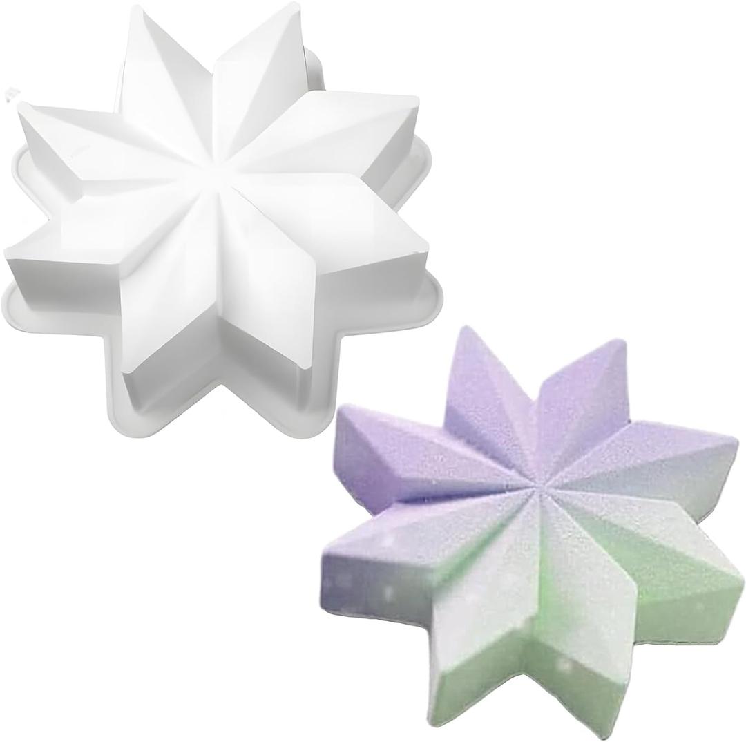 Snowflake Silicone Cake Molds for Baking Christmas Silicone Cake Pan Tools，Birthday Mousse Cake Bakeware Diy Toast Bread Baking Tool Chocolate Mold Jelly Pudding Molds, Large