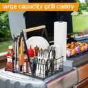 Grill Caddy with Paper Towel Holder, Picnic BBQ Condiment Utensil Organizer Caddy for Camping, Rv, Camping Accessories, Camping Essential, Camper Must Haves, Barbecue Tool Sets