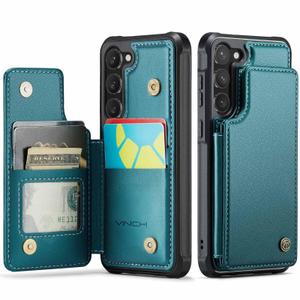 Vinich for Samsung Galaxy S23 Wallet Case with Card Holder, RFID Blocking Credit Slots Kickstand Shockproof Phone Cover Fit for Galaxy S23 6.1" Bluish Green