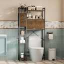 Over The Toilet Storage Rack with 4 Drawers  7-Tier Freestanding Bathroom Organizer with Shelves, Side Racks & 4 Hooks, Rustic Brown Space Saver for Bathroom, Laundry (Rustic Brown)