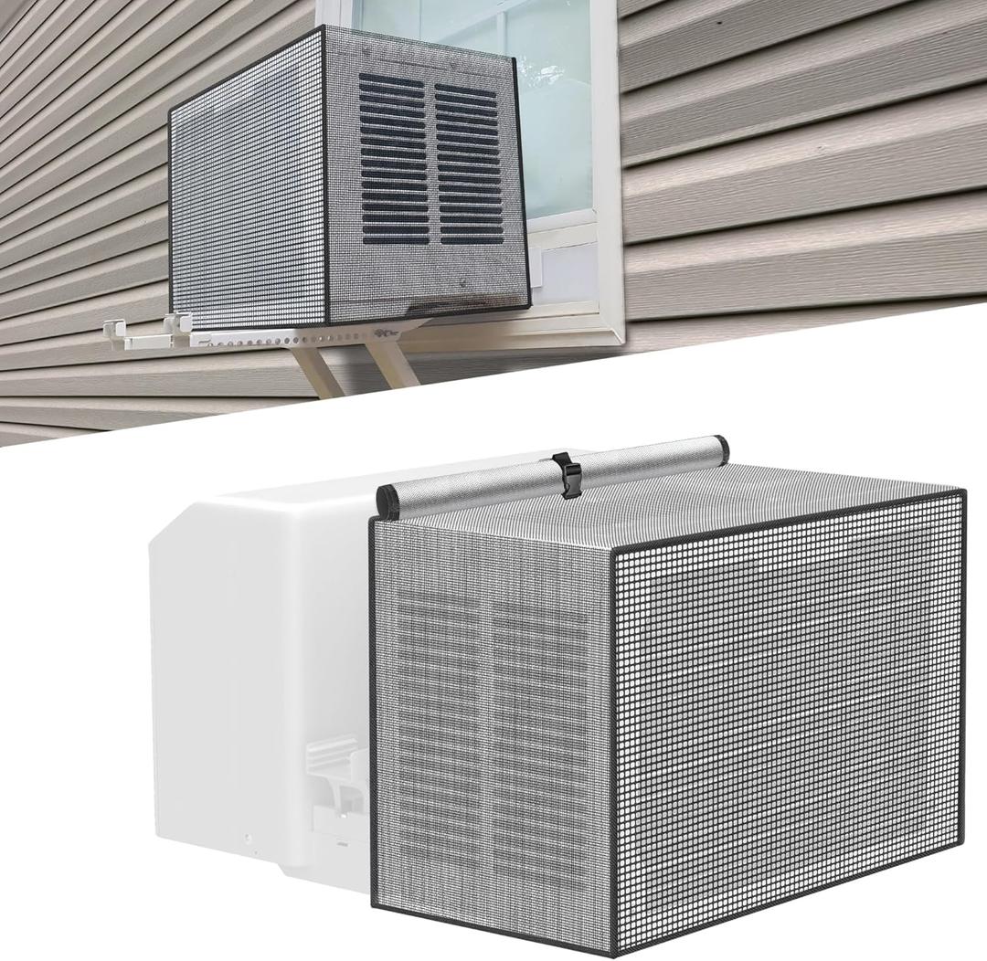 Air Conditioner Covers for Outside Window Units: Mesh Cover for Midea U Shaped AC 8000BTU 10000BTU 12000BTU, Waterproof Breathable PVC AC Cover, Anti-Leaf, Easy Air Flow, 20"x12.6"x13", Black