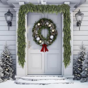 Waydress 1 Pcs 12 Feet Christmas Cedar Garland - Thick & Lush Realistic Artificial Green Faux Cedar Pine Needles Garland for Christmas Winter Home Mantel Fireplace Holiday Party Decor