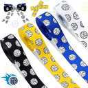 MTLEE 4 Rolls Volleyball Ribbons Volleyball Decorations Glitter Grosgrain Ribbons 20 Yards 7/8-inch for Cheer Gift Wrapping Making Hair Bows Sports Theme Party Decor(White, Black, Navy Blue, Yellow)