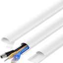 ZhiYo D Cord Hider for Wall Mount TV, 39in(3 x L13) Self-Adhesive Cable Hider Kit, PVC Cord Covers for Wires on Wall, White Cable Raceway, Paintable Wire Hiders, 1.2" (W) x 0.55" (H)