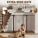 Mumeasy 29.7-57" Extra Wide Baby Gate, Auto Close Large Dog Gate for Doorways, No Drilling Pressure Mounted Pet Safety Gate for Stairs, Easy Walk Through Child Gate for Hallways, House, Indoor, Brown