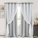 DWCN Layered Curtains for Living Room Blackout and Sheer Curtains Grommet Top Window Curtain Panels with Sheer Overlay for Bedroom, 52" x 84", Cloud Grey, 2 Pieces