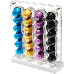 DuvinDD Coffee Pod Holder for Nespresso Original Line Capsule Holder Acrylic Magnetic Coffee Pods Organizer, Freestanding or Magnetic to the Fridge, Hold 40 Capsule Pods Capacity Storage Rack