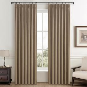 Rust Brown Living Room Curtains 84 Inches Long,Tan Beige Pinch Pleated Linen Basics Window Curtains Total Blackout Burlap Sunblock Thermal Drapes Cabin/Office/Nursery Room Divider (40"x84" 2panels)