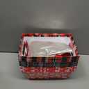 12 Sets Red Black Gingham Christmas Gift Basket Empty with Cellophane Bags 10x7, Red Black Checkered Christmas Basket to Fill with Bows Ribbons for Xmas Holiday Party Supplies