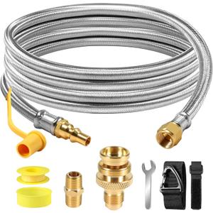 NQN Propane Hose, 12FT Stainless Steel Quick Connect Hose for RV, 1/ 4'' Quick Disconnect Connect for RV to Gas Grill, Compatible with 1 LB Portable Appliance to RV 1/ 4" Female Quick Disconnect