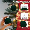 24 Pcs Velvet Christmas Balls Ornaments,Green Christmas Ornaments Include 12Pcs 3.15Inch Xmas Balls 12 Vintage Ribbon Bows,Green Ornaments for Christmas Tree and Indoor Holiday Decor