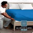Bare Home Fitted Bottom Sheet Queen - Premium 1800 Microfiber - Ultra-Soft Wrinkle Free - Deep Pocket - Fitted Sheet (Queen, Medium Blue)