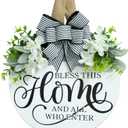 Welcome Sign for Front Door Wreath, Welcome Home Decorations, Wreaths for Front Door, Floral Round Wood Wall Decor, Front Porch Decor Gifts, for Spring Summer Fall All Seasons Holiday Outdoor Decor