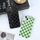 MINSCOSE for iPhone 14 Case Aesthetic Checkered Plaid Checkerboard Design Pattern,Trendy Slim TPU Shockproof Protective Full Camera Protection Phone Cover-Green