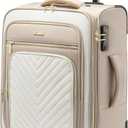 LOVEVOOK Carry On Luggage 22x14x9 Airline Approved,20 Inch Carry On Suitcases with Wheels,Softside Rolling Suitcase with TSA Lock for Women Men,Lightweight Travel luggage (Rice White/Khaki-a)