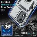 2 x Janmitta Compatible with Moto G Play 2024 Case Built in Slide Camera Lens Cover+Screen Protector+Ring Holder,Heavy Duty Shockproof Full Body Protective Phone Cover,Silver