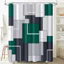 Emerald Green Shower Curtain, Geometric Fabric Shower Curtain Set with Plastic Hooks, Machine Washable, Water Repellent, Modern Decorative Neutral Cloth Shower Curtains for Bathroom - 72x72