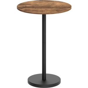 YATINEY Bar Table, Round Bar Table, Counter Height Table, Pub Cocktail Table, Metal Frame, for Bistro, Dining Room, Living Room, Terrace, Rustic Brown and Black BT05BR, 21.7 inches diameter x 39.4 inches height