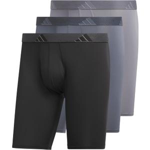 adidas Men's Performance 3-Pack Long Boxer Brief, Underwear Boxer Briefs - 3-Pack Long Men's Underwear Pack (XX-Large, Black/Onix Grey/Grey/Microfiber)