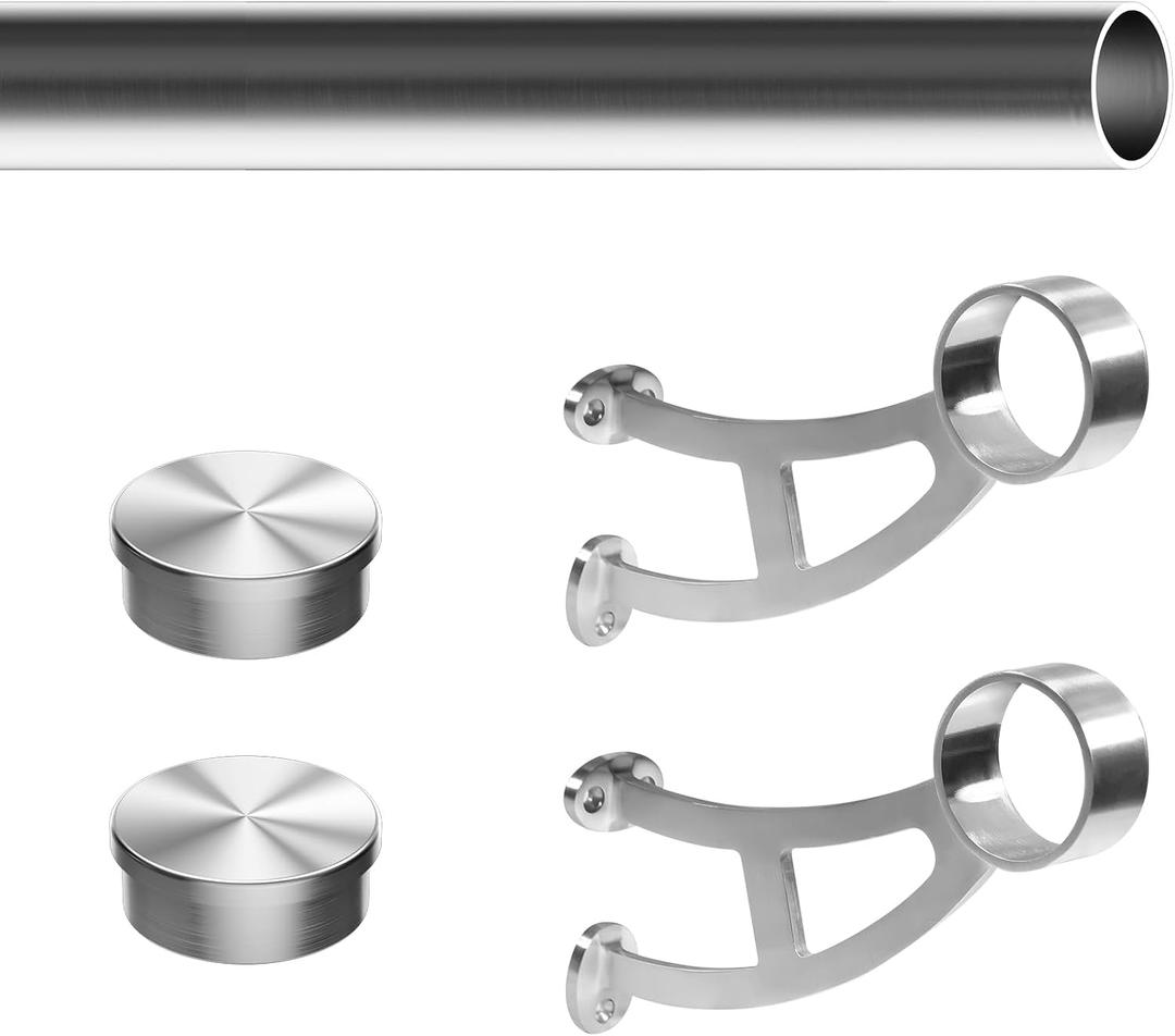 Bar Foot Rail Kit 4ft, 304 Stainless Steel Satin Finish 2" O.D Tubing with Wall Mount Bracket Hardware, Undercounter Foot Railing for Home Kitchen Restaurant Bar Counter