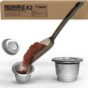 Triplot Reusable Coffee Capsule for Nespresso Original Machine with Stainless Steel Lids 2Sets(2cups+2Lids)