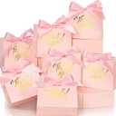 EQOREIIN Small Kraft Paper Gift Bags - 70 Pack Pink, 4.5x1.8x3.9 Inches, With Bow Ribbon - Perfect for Wedding, Birthday, Baby Shower