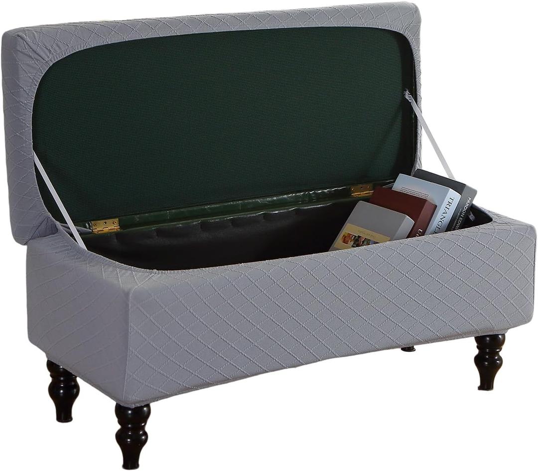 FUANGUI Ottoman Cover Stretch Storage Ottoman Bench Slipcover Jacquard Folding Storage Bench Ottoman Cover Footrest Stool Slipcover Footstool Protector Cover with Elastic Bottom,Medium (05)