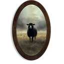 Dilemat Vintage Black Sheep Oval Wall Art Decor, Rustic Farmhouse Sheep Framed Wall Art, Cottagecore Country Farm Animal Oval Wall Hanging Decorations for Home Bedroom Living Room Decor, 14.56x9 Inch