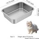 Stainless Steel Litter Box - Metal Small Cat Kitty Litter Box Pan, Indoor Low Entry Litterbox Tray, Odor-Free, Non-Stick, Easy Cleaning Pet Toilet Supplies for Kitten, Rabbit, Dog