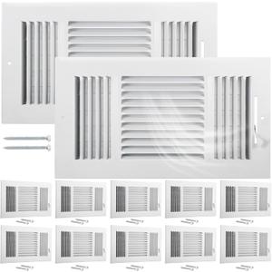 Wesiti 12 Pack 12 x 6 Inch Vent Covers Bulk for Wall and Ceiling, HVAC 3 Way Air Register with Manual Adjuster Damper, Solid Steel Sidewall Air Vents for Home Bathroom Office Toilet(White)