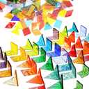 Lanyani Extra-Large Size Transparent Glass Mosaic Tiles for Crafts, Textured Stained Glass Mosaic Tiles Pieces 2 Pounds Bulk, Vibrant Cathedral Tiles for Mosaic DIY (XL/2lb /300pcs)