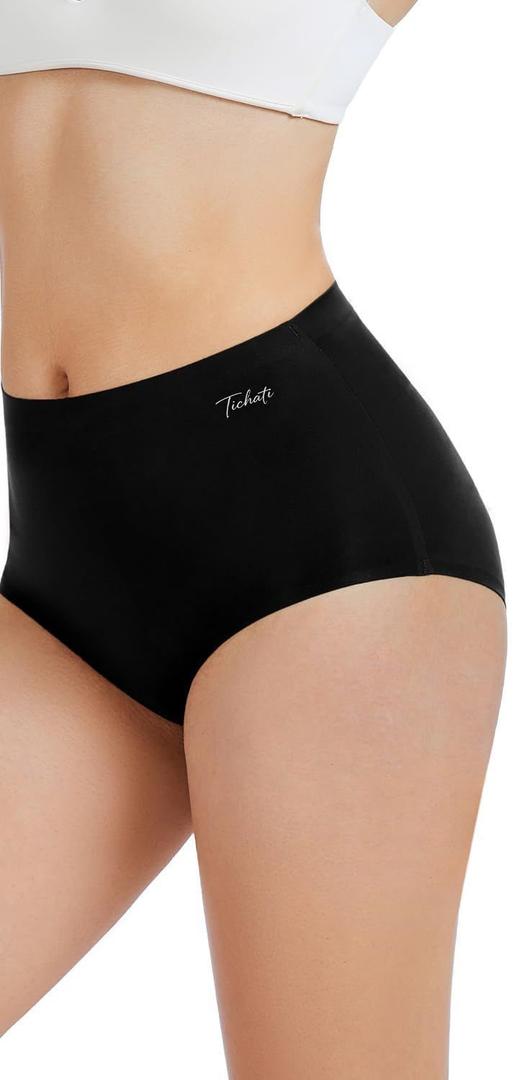 Womens Underwear Seamless Full Coverage Breathable Briefs No Show Silky Stretch High Waisted Ladies Panties 5 Pack M