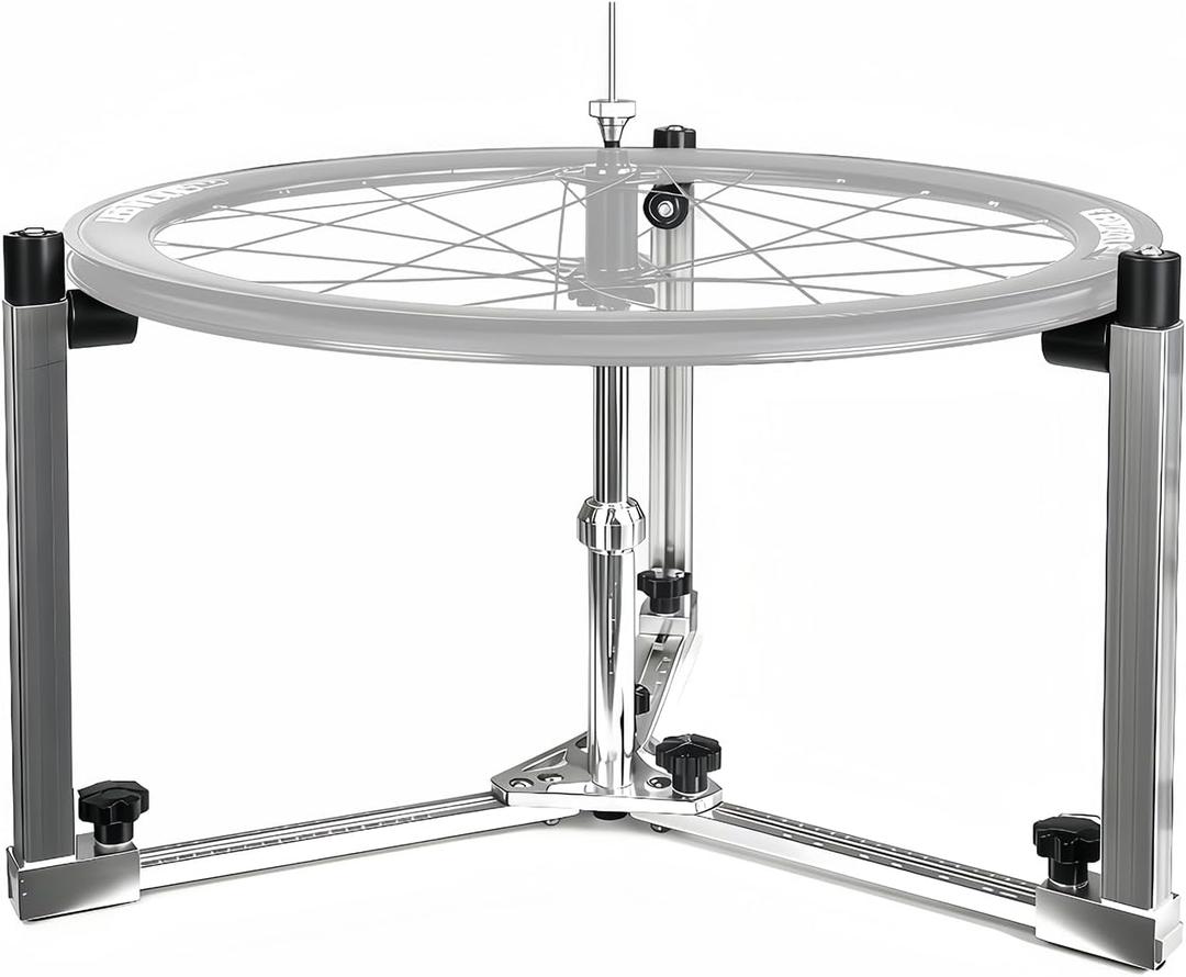 Wheel Weaving Stand for Bike Repair, Bicycle Wheel Truing & Spoke Lacing Stand, Fits Multiple Wheel Sizes (MTB & Road), Professional Hub Spokes Braiding Tool, Adjustable Rotating Repair Stand