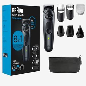 Braun All-in-One Style Kit Series 5 5480, 8-in-1 Trimmer for Men with Beard Trimmer, Body Trimmer for Manscaping, Hair Clippers & More, Ultra-Sharp Blade, 40 Length Settings, Waterproof, Black