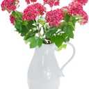 EUEUZLT Hydrangea Artificial Flowers Fake Hydrangeas - Silk Flowers 4 Pack 28 Inch Long with 12 Real Touch Blooms, Snowball Viburnum for Wedding and Home Decor(Rose red)