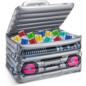 Cunhill 1 Piece Inflatable Boom Box Beverage Cooler Summer 80s 90s Theme Party Decorations Inflatable Cooler Radio Blow up Boom Box Birthday Drink Favors for Retro Nightclub Party Hip Hop Supplies