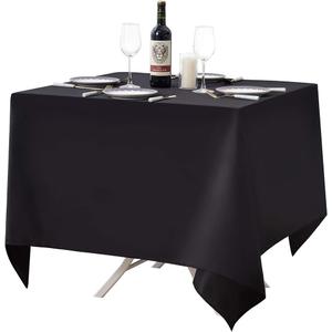 Surmente Square Tablecloth for Square or Round Tables 100% Polyester 85x85 Inch Table Cloth for Weddings, Banquets, or Restaurants (Black)