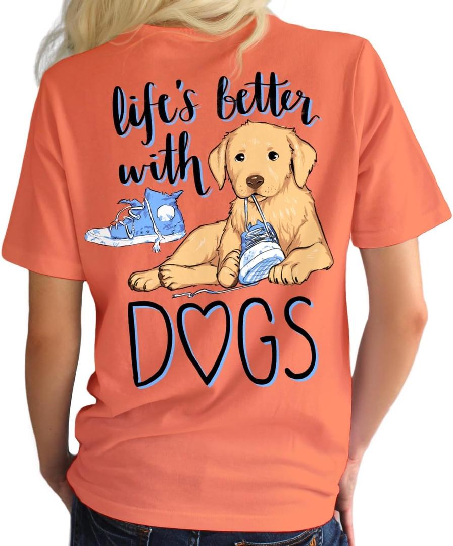 Southern Attitude Life is Better with Dogs Women's T-Shirt (X-Large)