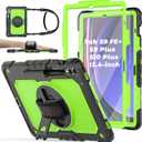 Case for Samsung Galaxy Tab S10 Plus/ S9 FE Plus/ S9 Plus 5G Tablet 12.4'', Shockproof Protective Cover with [Tempered Glass Screen Protector], Stand, Shoulder Strap & S Pen Holder (Green)