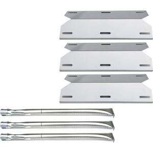 Parts Kit DG105 Replacement for Charmglow Home Depot 3 Burner 720-0230; 720-0036-HD-05 Gas Grill Burners & Heat Plates (Stainless Steel Burner + Stainless Steel Heat Plate)
