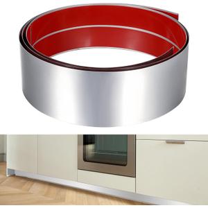 Stainless Steel Toe Kick Cover, 4" x 102" Baseboard Plate, Self Adhesive Kickplate for Bottom of Door, Kitchen Island, Cabinet, Cupboard (2PCS)