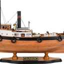 SAILINGSTORY Wooden Tug Boat Model Tugboat Decor Sailboat Decor Ship Model 17"