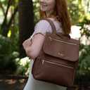 Vegan Leather Baby Backpack, with Front Zip Pocket (Chocolate)
