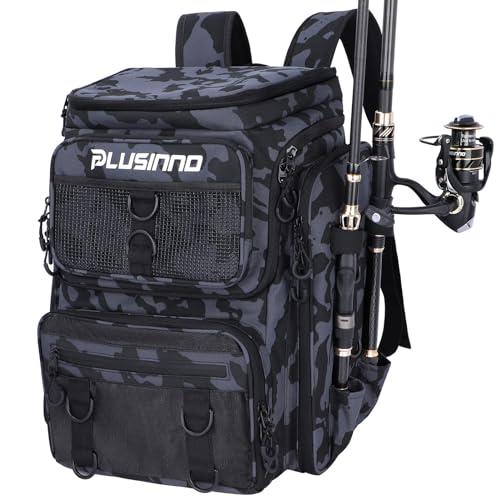 PLUSINNO Cooler Fishing Backpack with Rod Holders 45L Large Water-resistant Fishing Tackle bag Store Fishing Gear Fishing Gifts for Men Father PLUSINNO Cooler Fishing Backpack with Rod Holders 45L Large Water-resistant Fishing Tackle bag Store Fishing Gear Fishing Gifts for Men Father
