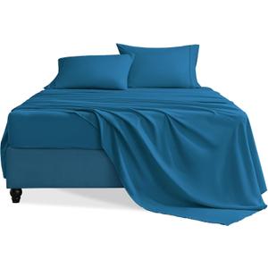 Swiftify Twin Sheets Set, 3 Pieces Hotel Luxury Soft Microfiber Bed Sheets Set, Up to 16" Deep Pockets, Oeko-Tex Sheets with Elastic, Breathable, Wrinkle Free (Peacock Blue,Twin)