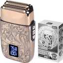 Ufree Close Shave Electric Foil Shavers for Men, 3-Speed Electric Razor, Bald Head Shavers, Face Shaving Beard Trimmer with LCD Display, Gifts for Men (Gold)