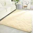 Merelax Modern Soft Fluffy Large Shaggy Rug for Bedroom Livingroom Dorm Kids Room Indoor Home Decorative, Non-Slip Plush Furry Fur Area Rugs Comfy Nursery Accent Floor Carpet 4'x6' Light Champagne