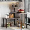 Countertop Organizer Organization 3 Tier Kitchen Corner Shelves Adjustable Spice Storage Rack for Bathroom Coffee Area Over Sink (Dark Gray Oak)